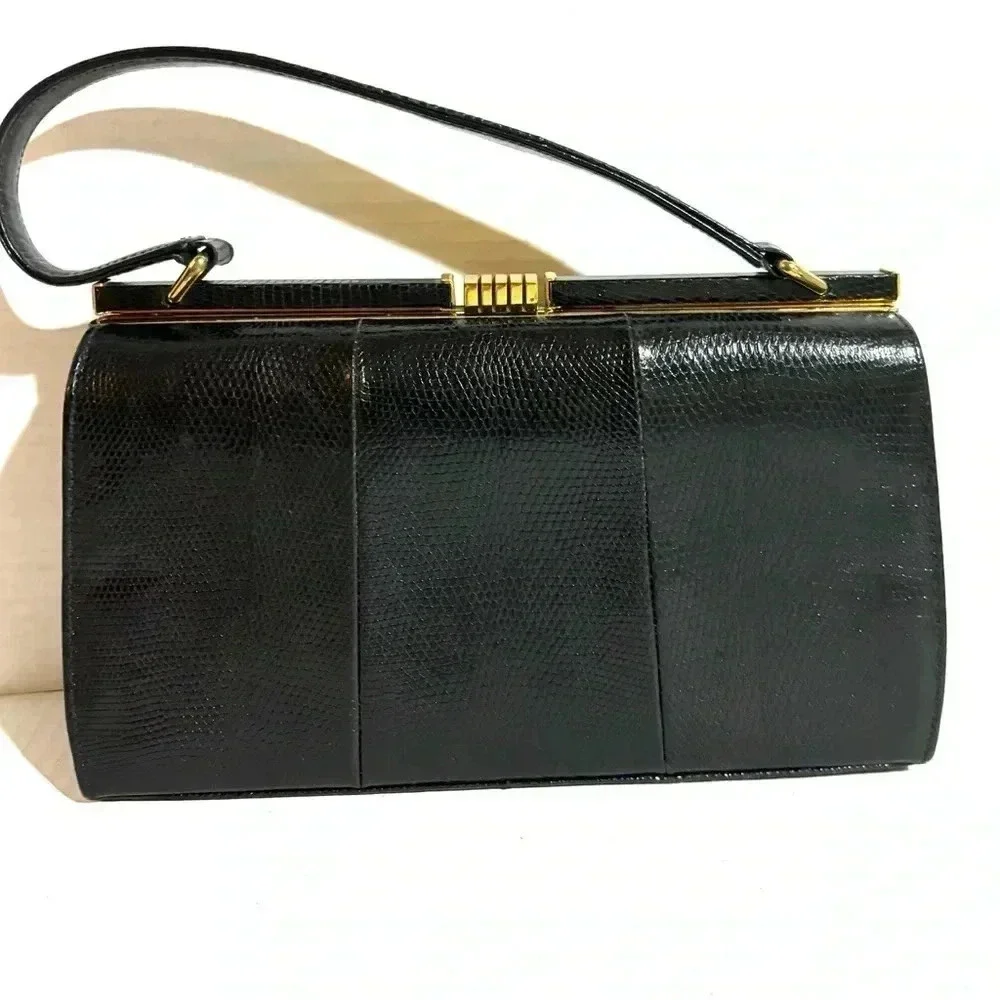 Mappin & wabb black vintage Lizard leather handle bag